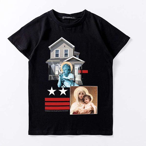 

fanwanlei fashion ss2019 new women's street style virgin crew neck printed cotton t-shirt, Black;gray