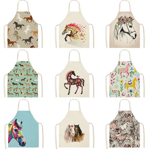 

women aprons 1pc chef horse for kitchen sleeveless cotton linen bibs household cleaning pinafore home cooking apron 53*6