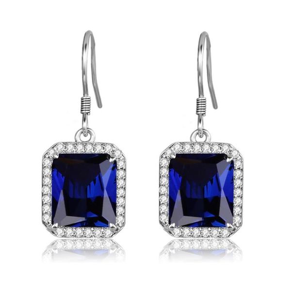 

dangle & chandelier szjinao blue sapphire kolczyki srebrne 925 long drop earrings jewelry for women with diamonds vintage jewellery gifts mo, Silver