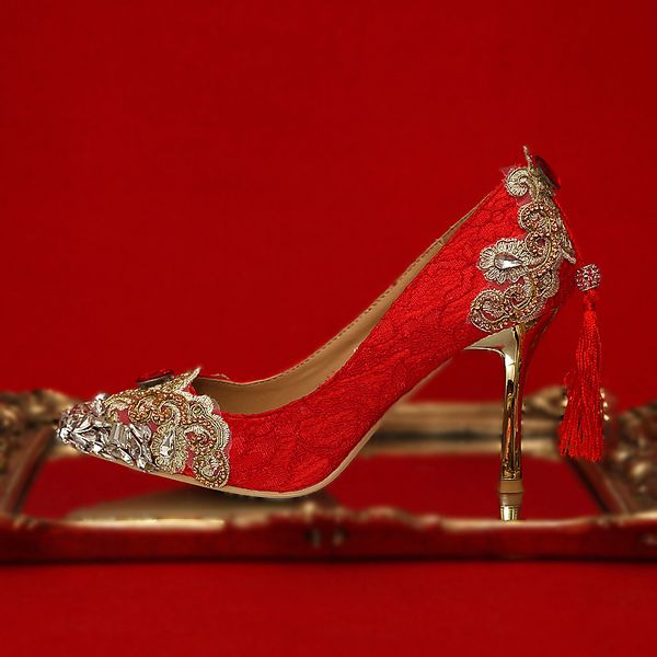 

wedding women high nuptial crystal stiletto bombs gold metal heels lace ladies party shoes jb8x, Black