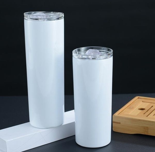 

20oz 30oz skinny tumblers blank sublimation slim cup coffee with lid and plastic straw beer mugs sea shipping dhf2862
