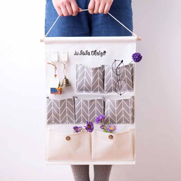 

otherhouse hanging organizer storage bag wall door wardrobe closet organizer with 7pcs pockets 2pcs hooks home decoration