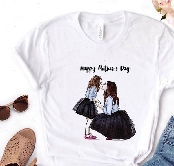 

mom and girl happy mothers day print tshirt cotton casual funny t shirt gift for lady yong girl tee pm 144, White