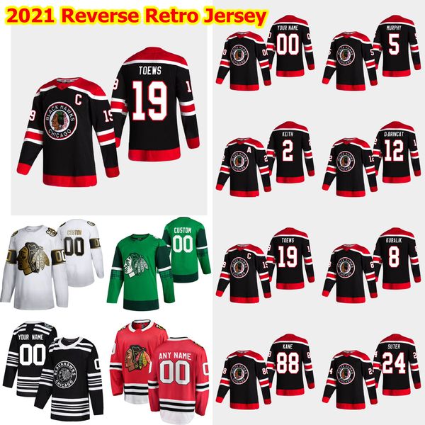 

2021 reverse retro chicago blackhawks hockey jersey 91 brad richards bryan bickell patrick sharp niklas hjalmarsson brandon bollig custom, Black;red