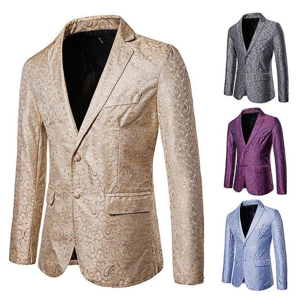 

2019 cashew button nut flower color versatile fashion suit nightclub coat autumn men's two trends, White;black