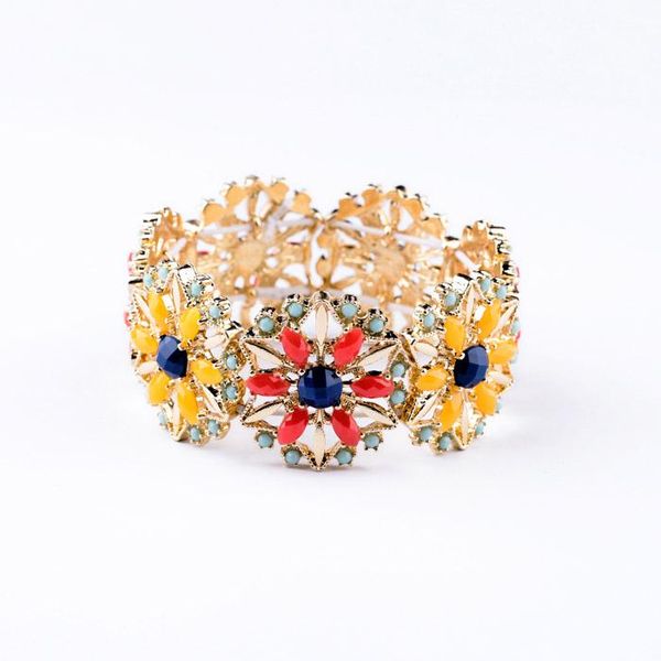 

new designer resin stone multi flowers charm bangle for women mulit-color flower bangle for women jewelry accessory, Black