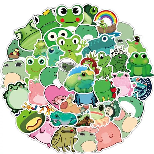 

10/30/50 pcs green series frog cartoon graffiti toy car helmet refrigerator motorcycle phone trunk guitar sticker decoration gif car