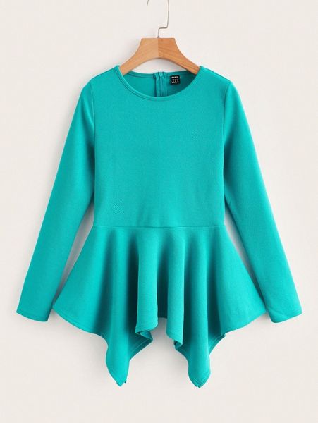 

hanky hem peplum tee g57a#, White
