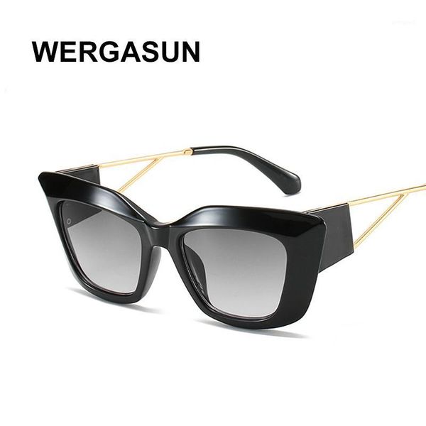 

sunglasses wergasun cat eye women oversized brand designer shades female luxury gradient eyewear1, White;black