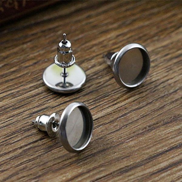 

never fade) 20pcs 6mm 8mm 10mm stainless steel earring base studs ear cameo settings cabochon base tray blank (wi bbybob, Black