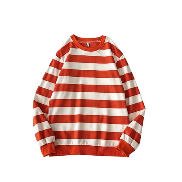 

2021 new men's classic wool jersey striped sweatshirt streetwear hip rainbow-iris nightgown sweater male dxiw, White;black