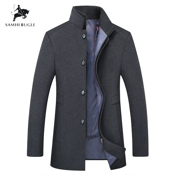 

plus-size m- winter warm wool coat men thick overcoats oat business casual mens single breasted coats and jackets lj201106, Black