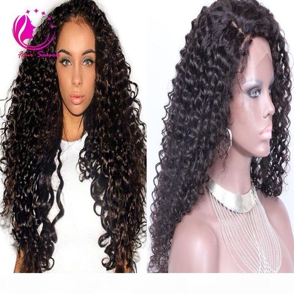 

brazilian human hair full lace wigs virgin hair kinky curly glueless full lace wigs for black women lace front wigs bleached knots, Black;brown