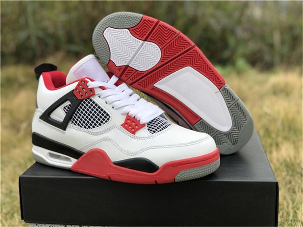 

2021 authentic 4 og fire red athletic shoes men 30th anniversary white varsity red black sneakers sports with original box drop shipping us