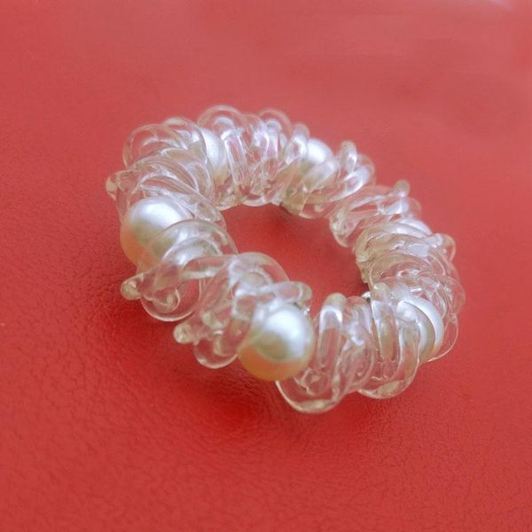 

bead pearl braided transparent telephone elastic hair band wire cord line gum girl holder tie scrunchy q qylpgu