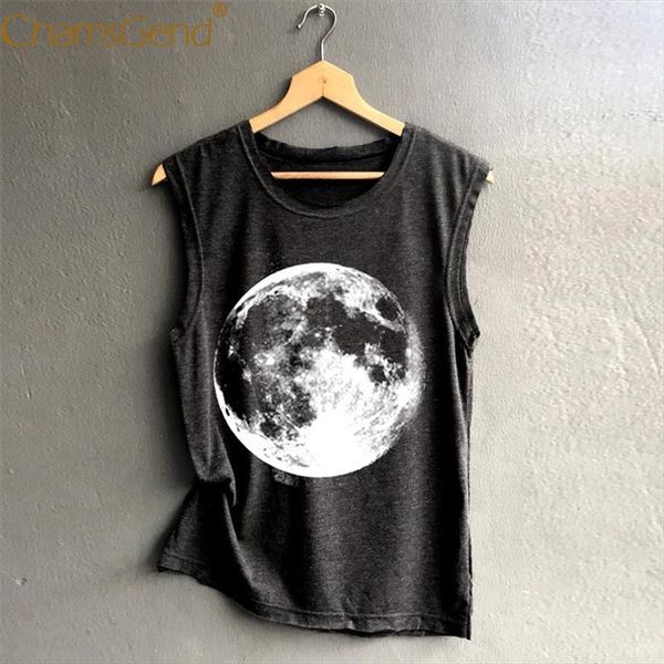 

casual moon print women sleeveless tank summer casual shirt woman streetwear vest s,,l,xl,2xl 90228, White