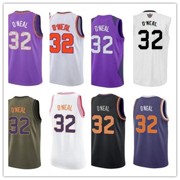 

custom 2020 sun style jerseys black white green grey army green 32 shaquille o'neal basketball jersey, Black;red