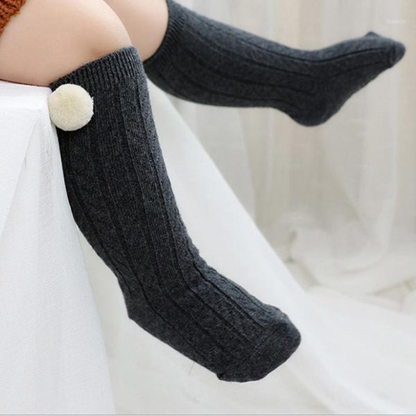 

baby knee socks cotton funny pom socks boys girls meias fashion autumn kids long knee high toddler girls brand 0-4y1, Black;white