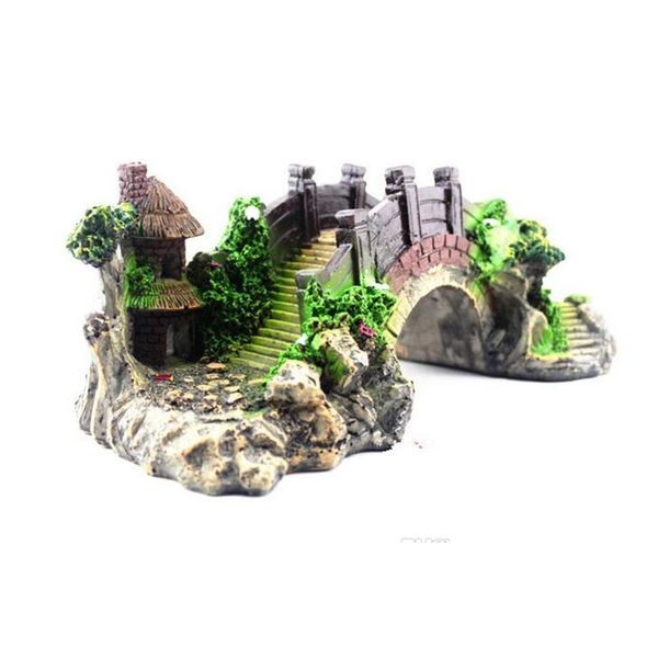

large and medium fish tank decor aquariums accessory landscaping decoration bridge resin turtle to climb retro arch style bsrcx