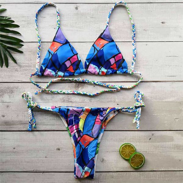 

2019 new women's double-sided pattern padded push-up bra bikini set print swimwear reversible bathing suit, White;black