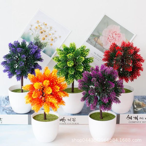 

decorative flowers & wreaths 1pcs artificial plants bonsai small tree pot fake potted ornaments for home decoration el garden decor