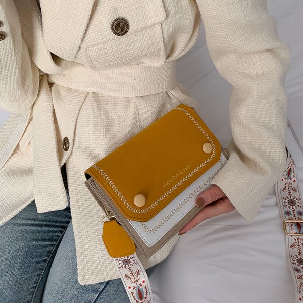

crossbody bags scrub leather contrast color for women messenger shoulder bag ladies purses and handbags cross body with button