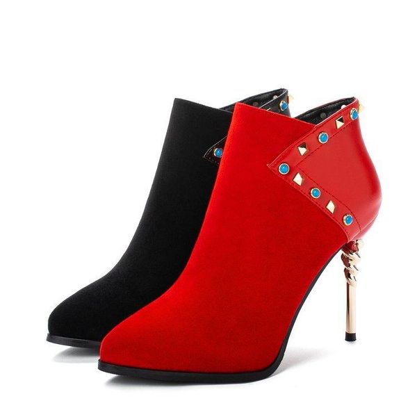 

boots women 2021 autumn ankle for thin heel zipper casual female shoes leather botas mujer, Black