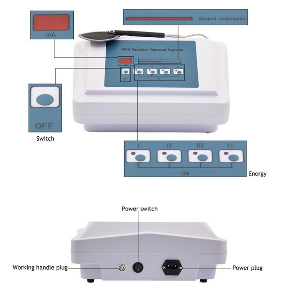 

2020 new rf red blood vascular veins removal vessels removal machine high frequency facial permanent spider vein remover therapy machine, Black;white