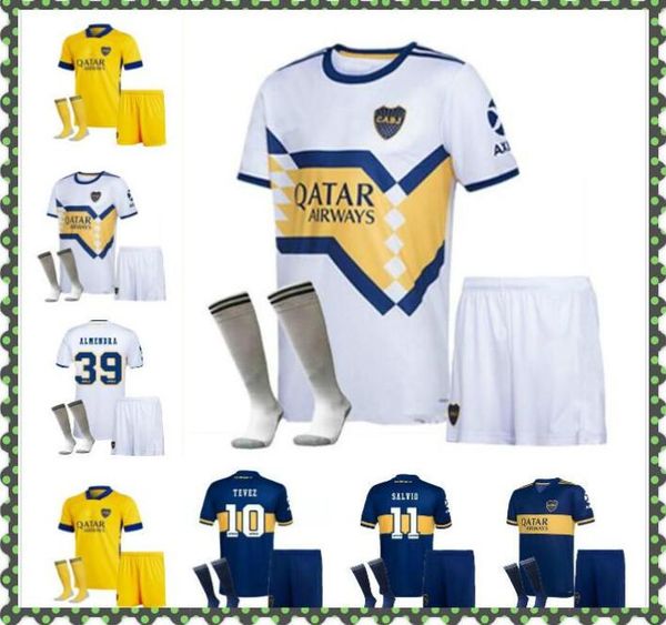 

2020 2021 boca juniors soccer jersey home away boca juniors gago osvaldo carlitos perez de rossi tevez pavon jrs kids kit +socks, Black;yellow