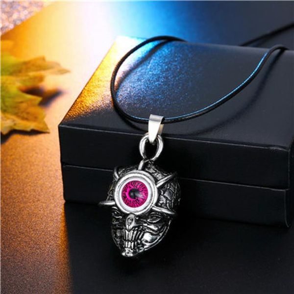 

1шт gothic vintage skull дурной глаз ожерелье для мужчин женщины панк hiphop бусина глаз скелет choker мужской цепи ожерелье подарка ювелирн, Bronze;silver