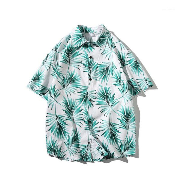 

men hawaiian shirt short sleeve couple men and women plus-size casual floral five-cent short sleeve shirt beach1, White;black