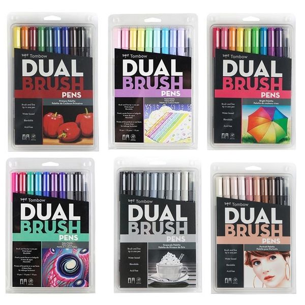 Japan Tombow Brush Pen Art Markers Set Smooth Acquerello Disegno Pennarelli Colore Caligraphy Lettering Dual Brushpen ABT Y200709