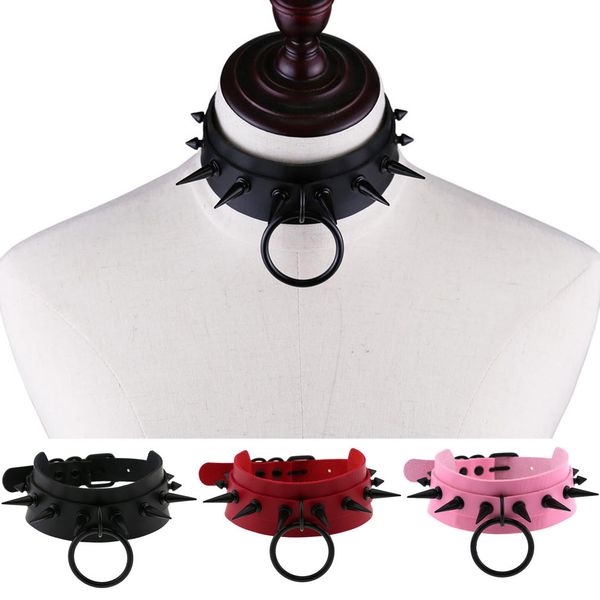 

sexyy pu ожерелье o-round punk gothic chokers женщины мужской клуб клуб кожаный спайк заклепки шт. воротник choker ожерелье заявление ювелир