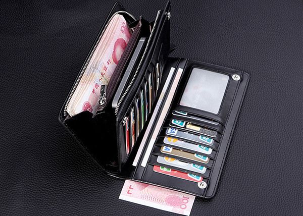 

men's multi-function large capacity zipper pu leather handbag wallet purse ser88, Red;black