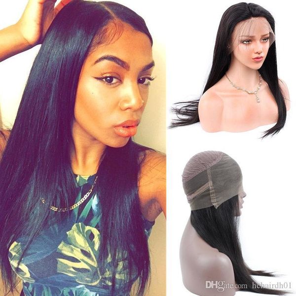 

malaysiay human hair wigs for black women malaysian silk straight 360 lace frontal wigs with baby hair lace human hair wigs, Black;brown