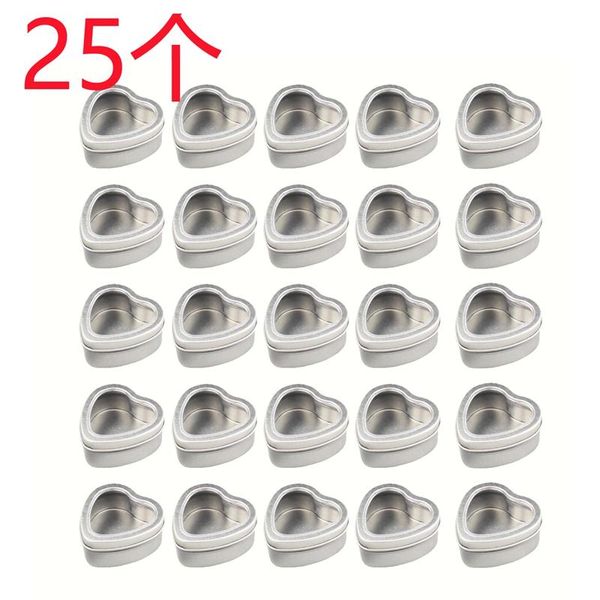 

25-pack 2oz empty heart shaped silver metal tins with clear window for candle making, candies, gifts & treasures