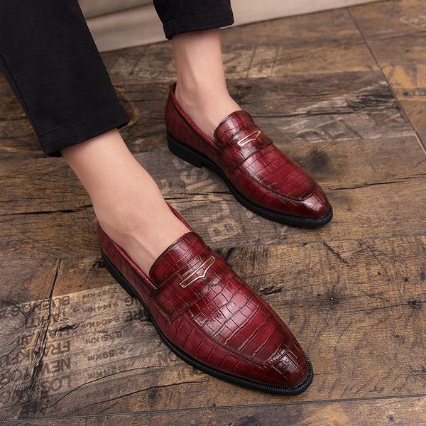 

mens shoes casual new leather oxford men's shoe leather business men shoes breathable fashion crocodile wedding party, Black