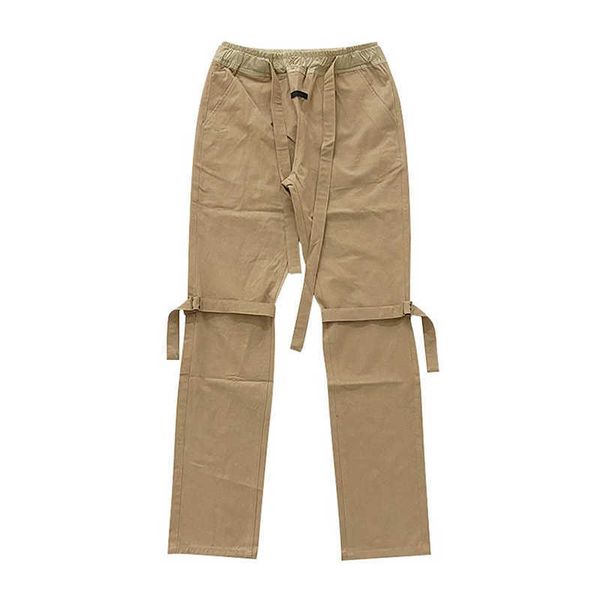 

men's pants fog bandage season 7 high street vibe streamer micro flared washed straight tube loose casual work clothes pants, Black