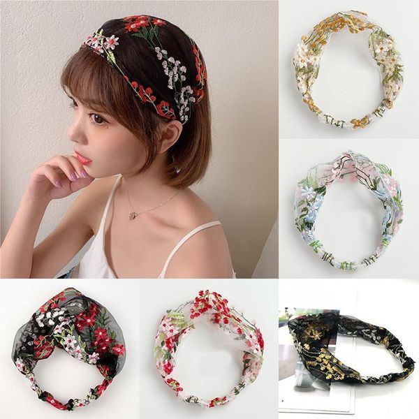 

vintage handmade washing face hairband embroidery lace flower headwrap elastic hair bands hair accessories women wide headband q bbyhqf