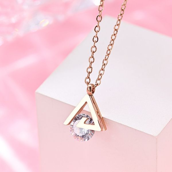 

корейская версия нового алмазного кулон ожерелье женское 18k розовое золото цепочка ключицы ювелирные изделия заводские оптом, Silver