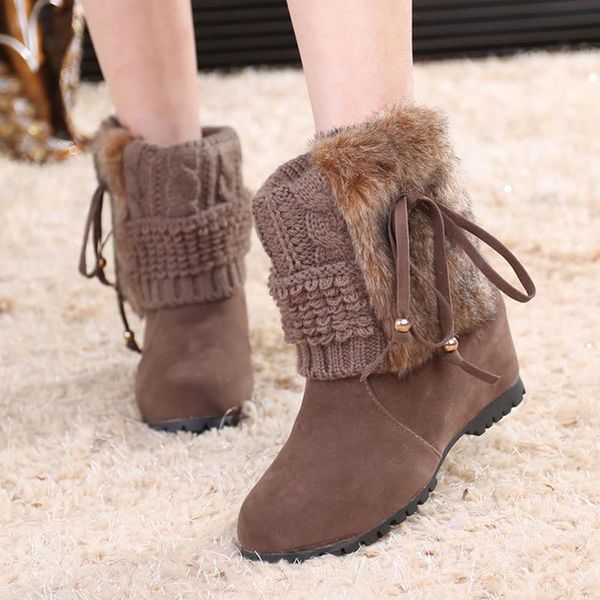 

boots faux suede warm women snow creepers platform black winter casual shoes woman metal decoration ankle size 8