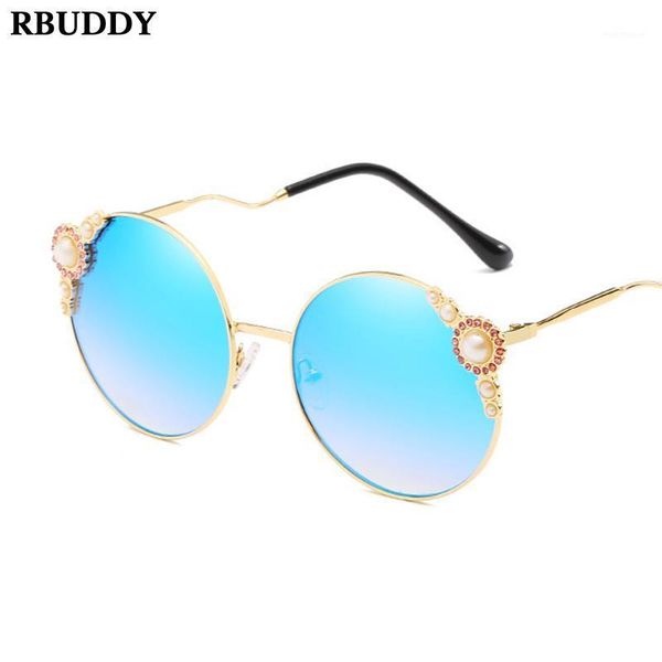 

sunglasses rbuddy vintage round women 2021 fashion luxury pearl metal frame sun glasses for uv400 shades woman eyeglasses1, White;black