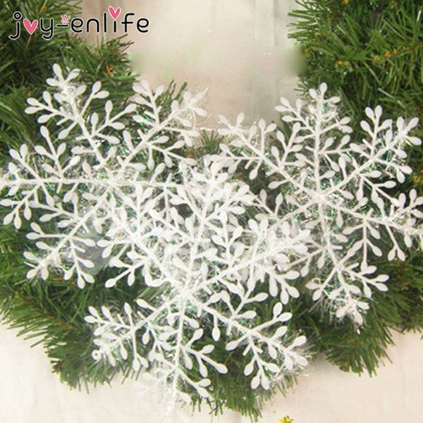 

30pcs white plastic fake snowflake christmas party hanging pendants year xmas tree ornaments noel new year's eve decorations q1128