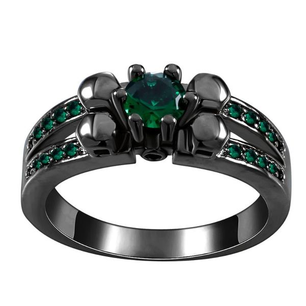 

зеленый royal blue crystal black gun кольца для женщин марочной череп дизайн цветок проложили чешского циркон обручального кольца обручально, Golden;silver
