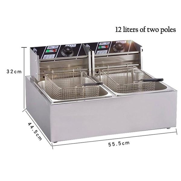 

wj-802 electric chips fryer electric fryer smokeless commercial double cylinder french fries machine constant temperature