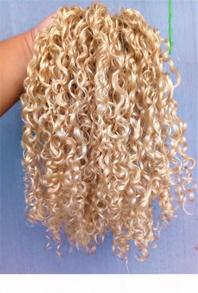 

chinese virgin remy curly hair weft human hair extensions blonde 6130# color 100g one bundle, Black