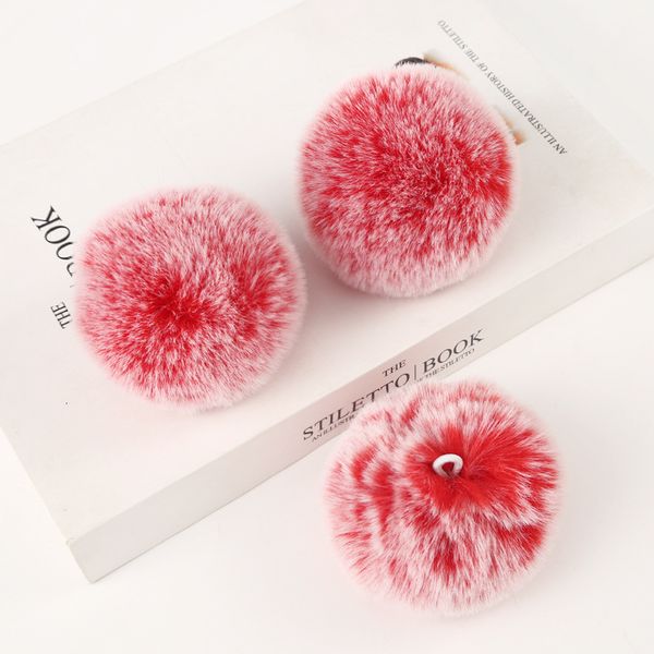

37 colors 8cm imitate ball pom car handbag keychain fluffy faux rabbit fur key ringb8stb8st, Silver