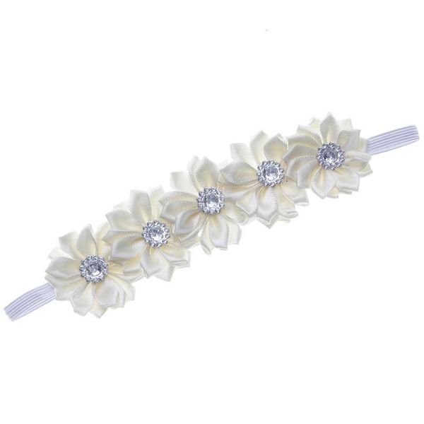 

fashion satin ribbon flowers baby girls headband cute elastic floral hair bands children headwear hair accessories p props wmtkbx, Slivery;white