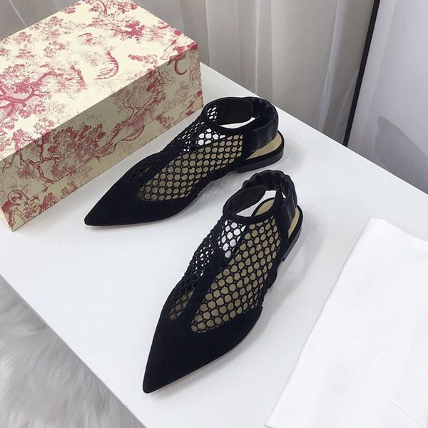 

2020 mesh sandals pointed toe mules low square heels ankle ladies party shoes fashion designer clear sandals, Black