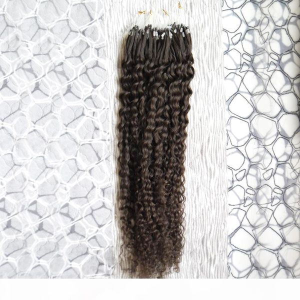 

brazilian virgin hair 100s afro kinky curly micro loop human hair extensions natural color 100g curly micro bead hair extensions, Black